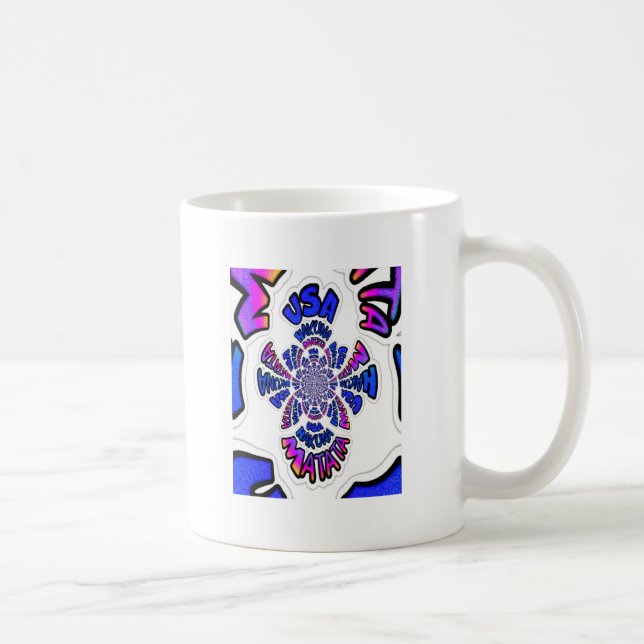 USA Celebration: Lovely Fun Text Dynamic Art Coffee Mug (Right)