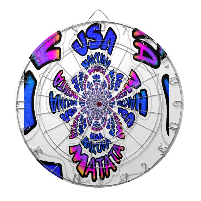 USA Celebration: Lovely Fun Text Dynamic Art Dartboard (Front)
