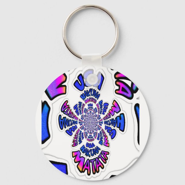 USA Celebration: Lovely Fun Text Dynamic Art Keychain (Front)