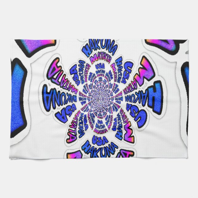 USA Celebration: Lovely Fun Text Dynamic Art Kitchen Towel (Horizontal)