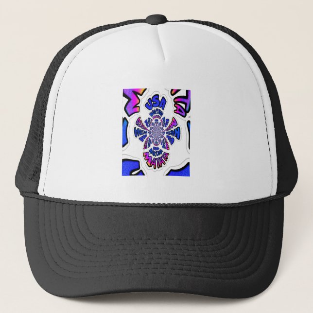 USA Celebration: Lovely Fun Text Dynamic Art Trucker Hat (Front)