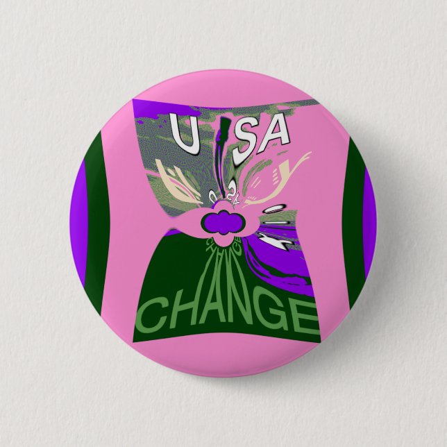 USA Change Art Print 2 Inch Round Button (Front)