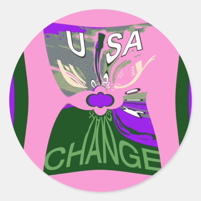 USA Change Art Print Classic Round Sticker (Front)