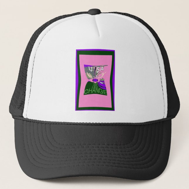 USA Change Art Print Trucker Hat (Front)