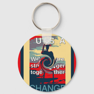 USA Change: Stronger Together Unity Design Keychain