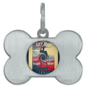 USA Change: Stronger Together Unity Design Pet Name Tag