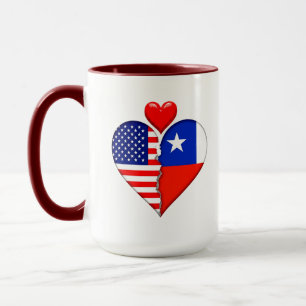 USA Chile Heart flags Spanish Hispanic Heritage Mug