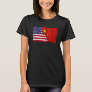 Usa China Vintage Flag For Chinese Americans Ameri T-Shirt