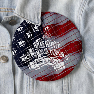 USA Christmas: A Festive Celebration of Freedom 6 Inch Round Button