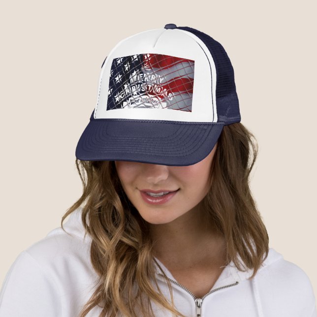USA Christmas: A Festive Celebration of Freedom Trucker Hat (In Situ)