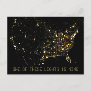 USA City Lights at Night Postcard