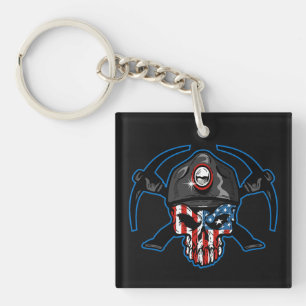 USA COAL MINER SKULL DESIGN KEYCHAIN