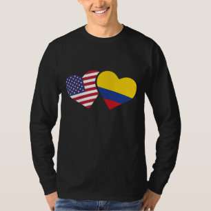 USA Colombia Flag Heart Colombian American Love Gi T-Shirt