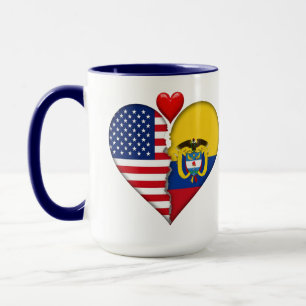 USA Colombia Heart flags Hispanic Heritage  Mug