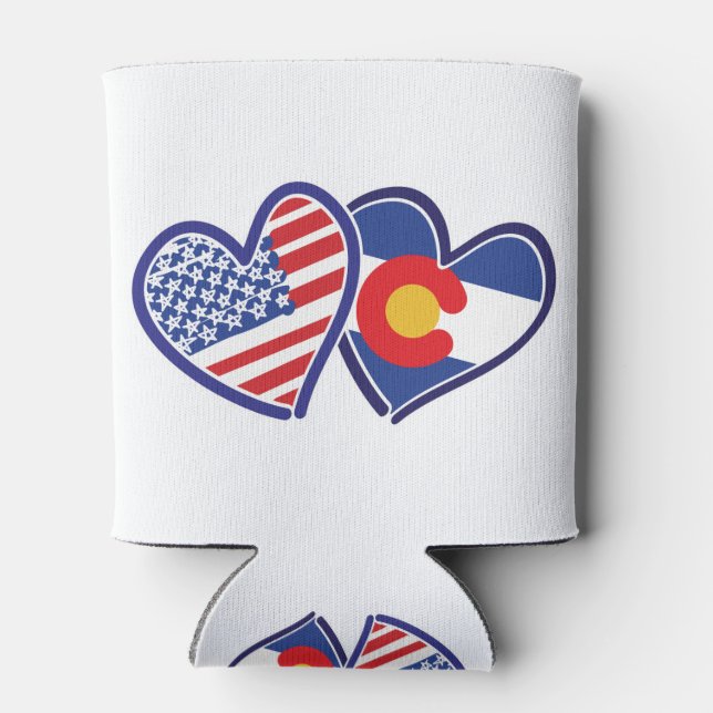 USA-Colorado-Flag-Hearts Can Cooler (Back)
