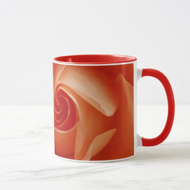 USA, Colorado, Lafayette. Peach rose close-up Mug (Right)