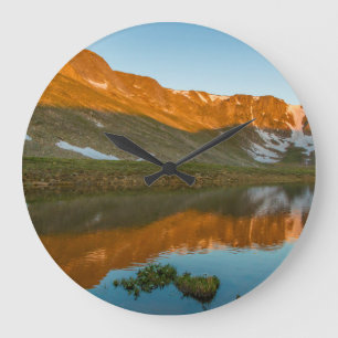 USA, Colorado, Mt. Evans. Summit Lake Reflection Large Clock