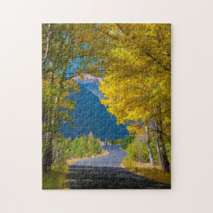 USA, Colorado. Road Flanked By Aspens Jigsaw Puzzle