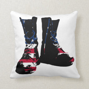USA Combat Boots Throw Pillow