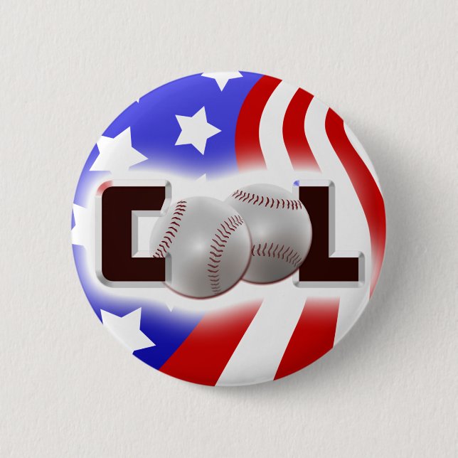 USA Cool Baseball Shine 2 Inch Round Button (Front)