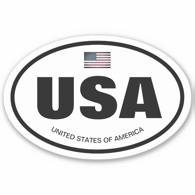 USA country code American flag oval vinyl (Front)