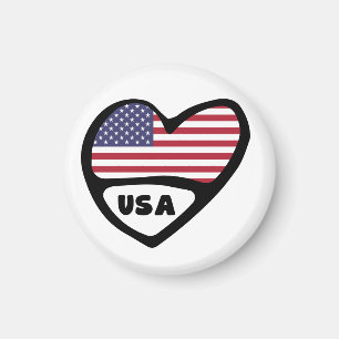 USA Country Code Flag Heart, United States Magnet