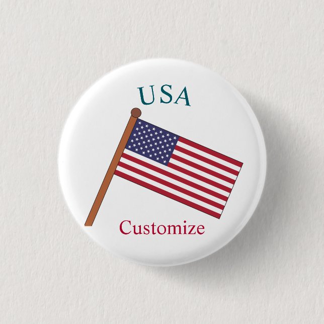 USA Country Flag Thunder_Cove 1 Inch Round Button (Front)