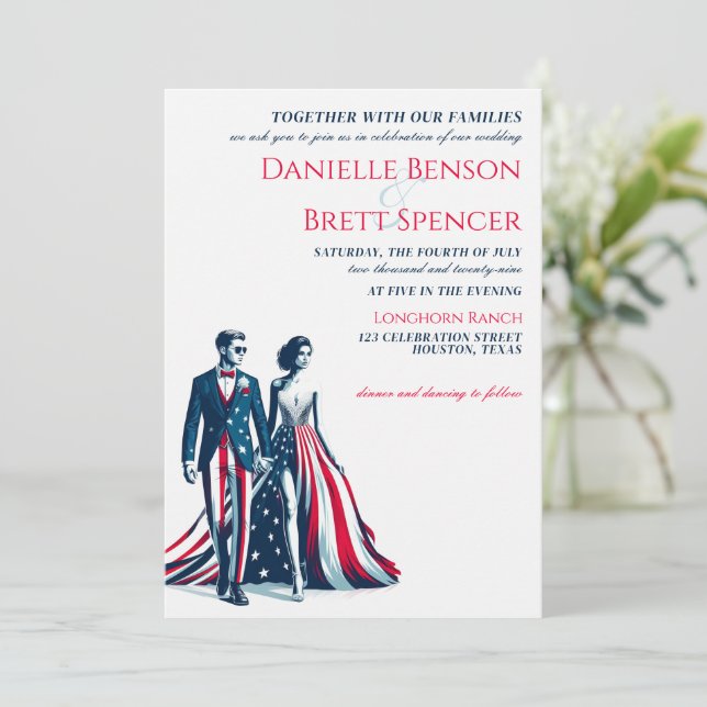 USA Couple Faire-part de mariage (Debout devant)