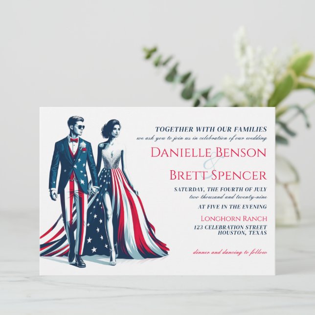 USA Couple Faire-part de mariage (Debout devant)