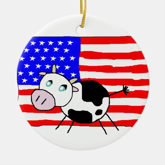 USA Cow Ornament (Front)