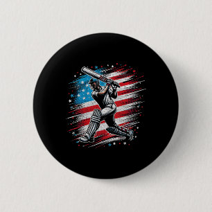 Usa Cricket Patriotic Design Cricket Lover Present 2 Inch Round Button