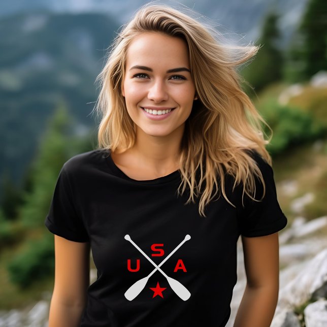 USA Crossed Paddle Oars with Star Dark Colour T-Shirt (Creator Uploaded)