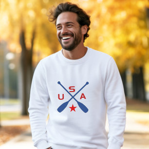 USA Crossed Paddle Oars with Star Light-Colour Sweatshirt