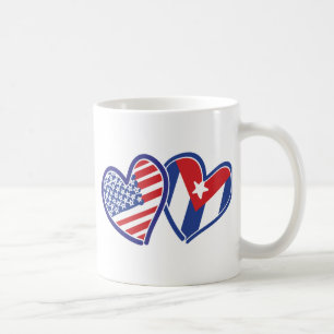 USA CUBA Flag Hearts Coffee Mug