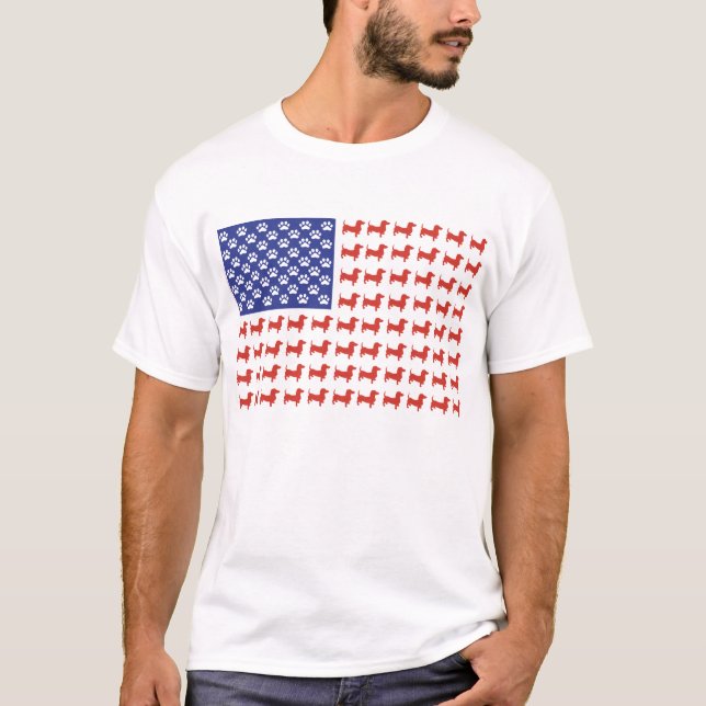 USA Dachshund American Flag T-Shirt (Front)