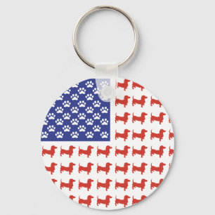 USA Dachshund Keychain