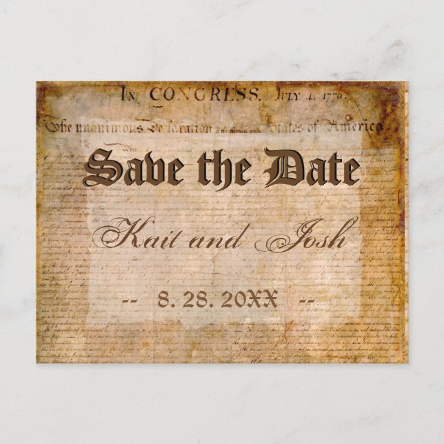 USA Declaration Independence Amazing Parchment Announcement Postcard (Front)