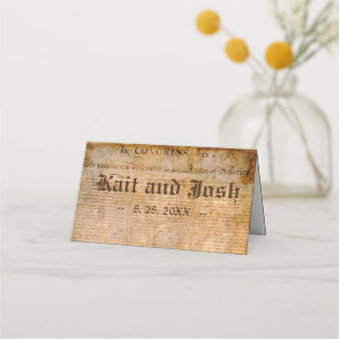 USA Declaration of Independence Parchment Seating Place Card