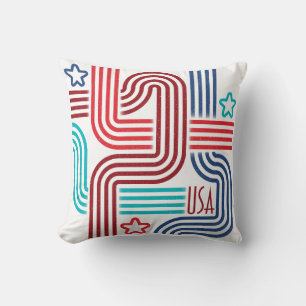 USA Deco Stripes - America's 250th Anniversary Throw Pillow
