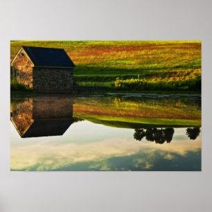USA, Delaware, Wilmington. Stone barn on edge Poster