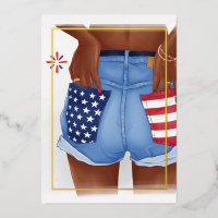 USA Denim Girl Birthday Party Foil Invitation