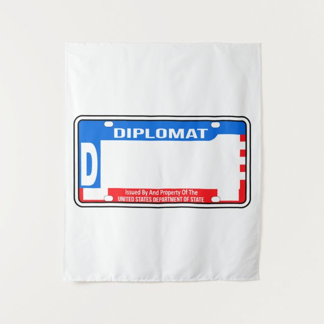 USA Diplomatic License Plate Blank Tapestry (Front)
