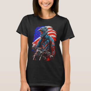 Usa Dirt Bike Rider Motocross American Flag T-Shirt