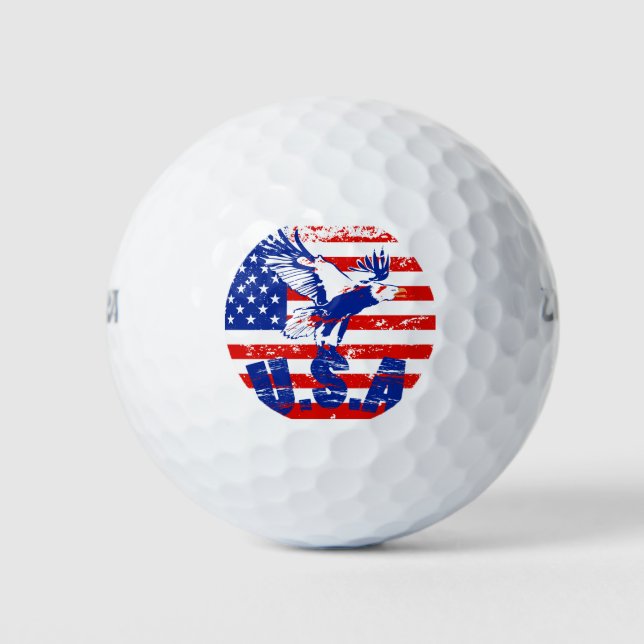 usa distressed bald eagle golf balls (Front)