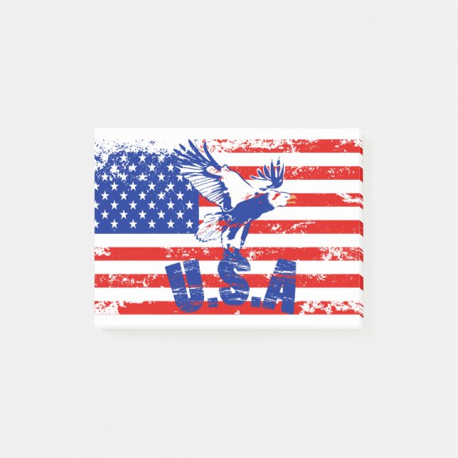 usa distressed bald eagle post-it notes (Front)
