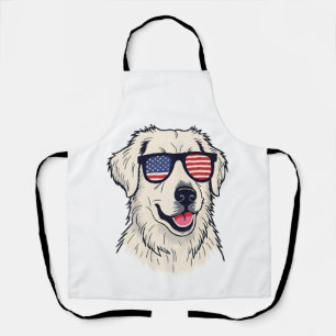 USA Dog Lover - Cool Pup with American Flag Shades Apron