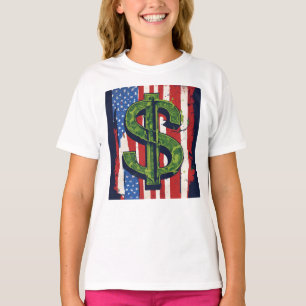 USA Dollar Flag Tee – Patriotic Style for Girls