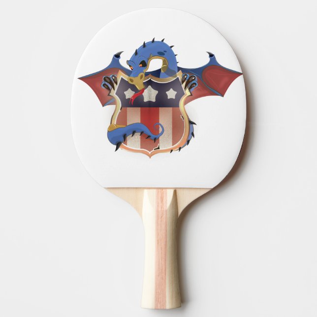 USA Dragon Vintage Shield Ping Pong Paddle (Front)