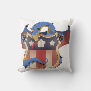 USA Dragon Vintage Shield Throw Pillow