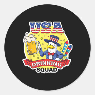 Usa Drinking Squad 4th Of July Independence Day Fu Classic Round Sticker